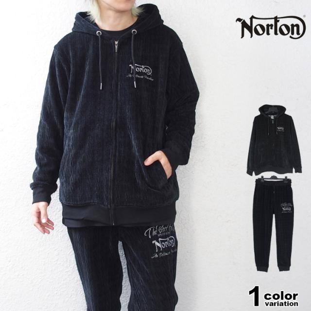 NORTON ノートン セットアップ ベロア メタリック刺繍 フルジップ パーカー イージーパンツ 上下セット メンズ 大きいサイズ M-2XL [253N1310B] [253N1810B]
