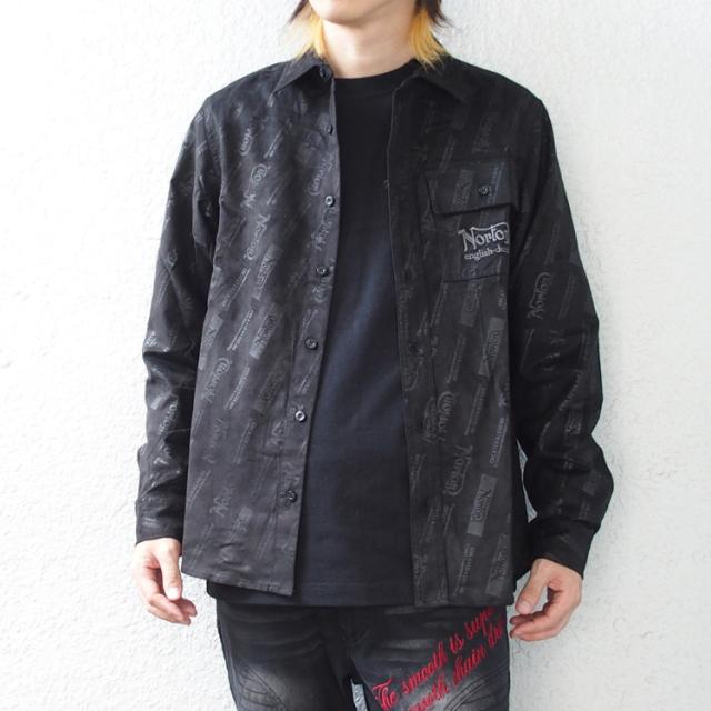 ノートン ワークシャツ 長袖 NORTON 撥水 ポリスウェード ワークシャツ 総柄 アメカジ 大きいサイズ メンズ M L XL 2XL 刺繍 袖 ロゴ [253N1501B]_1
