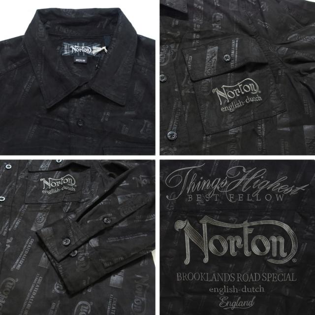 ノートン ワークシャツ 長袖 NORTON 撥水 ポリスウェード ワークシャツ 総柄 アメカジ 大きいサイズ メンズ M L XL 2XL 刺繍 袖 ロゴ [253N1501B]_6