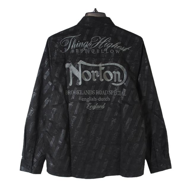 ノートン ワークシャツ 長袖 NORTON 撥水 ポリスウェード ワークシャツ 総柄 アメカジ 大きいサイズ メンズ M L XL 2XL 刺繍 袖 ロゴ [253N1501B]_8