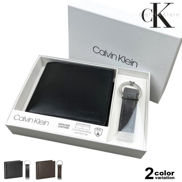 カルバンクライン Calvin Klein ギフトセット 二つ折り財布 キーリング 2点セット 黒 レザー ウォレット メンズ レザー ギフト プレゼント 父の日 31CK330001