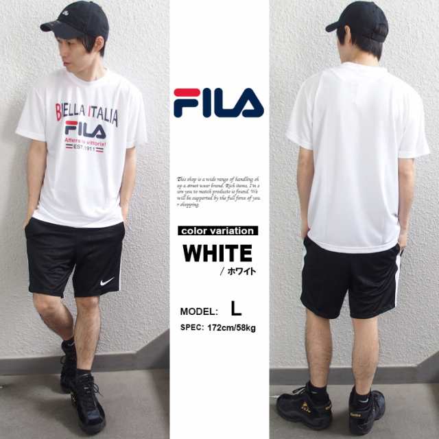 Fila フィラ Tシャツ 半袖 プリント ロゴ メンズ ドライメッシュ