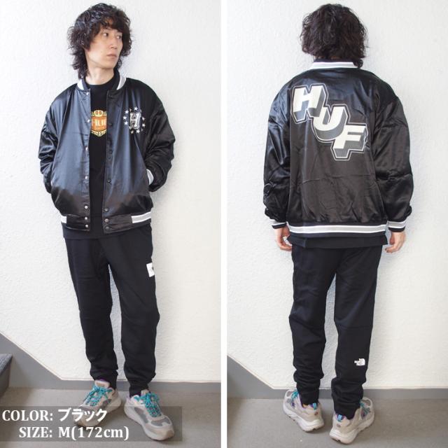 HUF Galactic Stack Baseball JKT ハフ ベースボールジャケット メンズ スタジャン サテン ジャケット JK00409 アウター ストリート スケート HUF Galactic Stack Baseball JKT ハフ ベースボールジャケット メンズ
