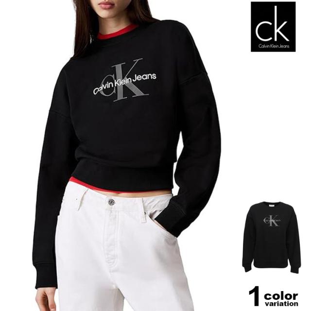 カルバンクライン トレーナー クルーネック スウェット レディース Calvin Klein Jeans MONOLOGO FRENCH TERRY RLXD ショート丈 短丈 LV047B234G