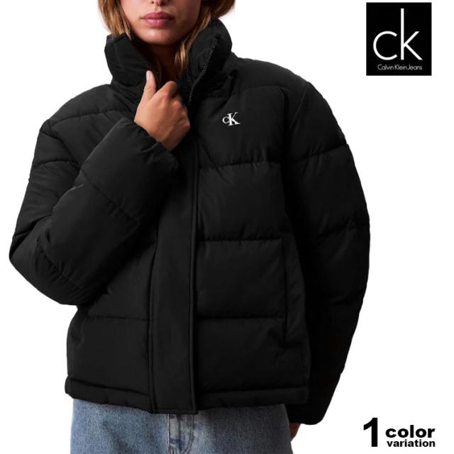 カルバンクライン ダウンジャケット レディース Calvin Klein Jeans Monogram Puffer Jacket ショート丈 短丈 ダウンジャケット アウター フード付き LV047D513G
