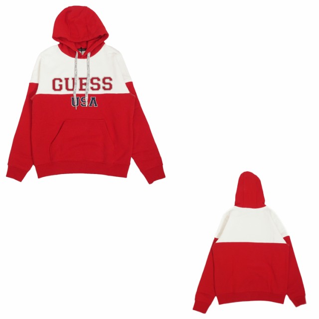 ゲス GUESS プルオーバー パーカー ツートーン カレッジ スウェット