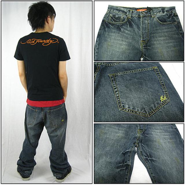 ED HARDY(エドハーディー)ウォッシュデニムパンツ/ワンポイント[4611L32]【メンズ 】 ED HARDY(エドハーディー)ウォッシュデニムパンツ/ワンポイント
