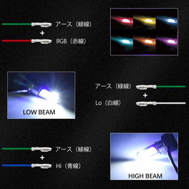 バイク用ledヘッドライト H4 H6 Ph7 Ph8 直流交流兼用 9 18v Hi35w3500ルーメン Lo25w2500ルーメン 6000k 側面rgb発光 1本の通販はau Pay マーケット E Auto Fun Au Pay マーケット店