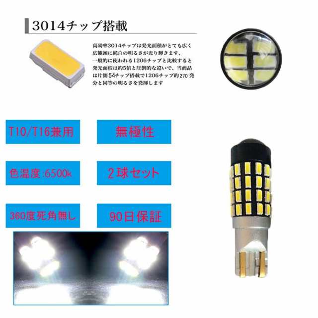 Ledバルブ 12v車専用 T10 T16 G14 Ba9s ピン角度180 2種類選択可 ホワイト サムスン製3014smd 54連 6500k 400lm 2本の通販はau Pay マーケット E Auto Fun Au Pay マーケット店