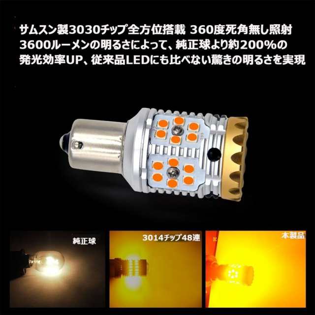 LEDウインカーバルブ ハイフラ防止抵抗内蔵 T20シングルピン角も対応/S25ピン角150度アンバー ハイブリッド車対応 キャンセラー内蔵 ２本の通販はau  PAY マーケット - e-auto fun. au PAY マーケット店