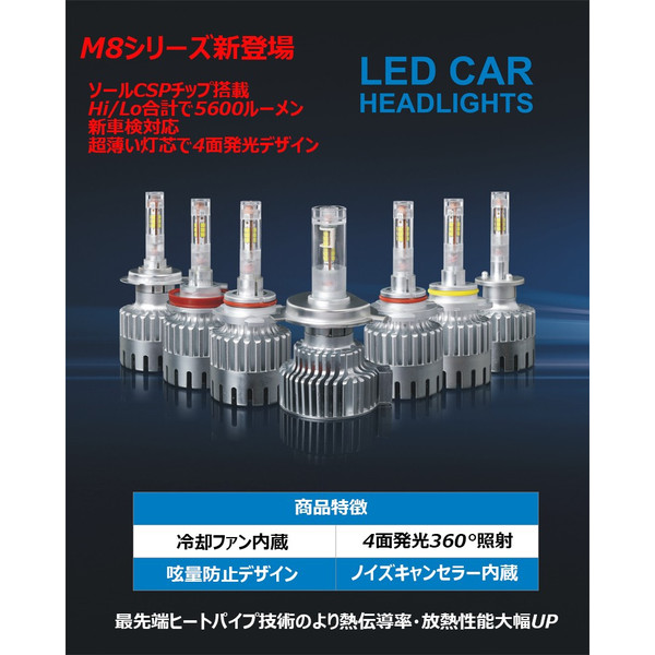 Ledヘッドライト M8 H1 H3 H4 H7 H8 H11 H16 Hb3 Hb4 ホワイト 6000k 36w 11200lm ソールcspチップ 独自デザイン 4面発光 2本setの通販はau Pay マーケット E Auto Fun Au Pay マーケット店