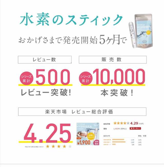 水素のスティック 1本入180L用 楽天総合ランキング1位☆水素水1日22円!【送料無料】 水素水生成器 サーバーの通販はau PAY マーケット -  サプリマルシェ