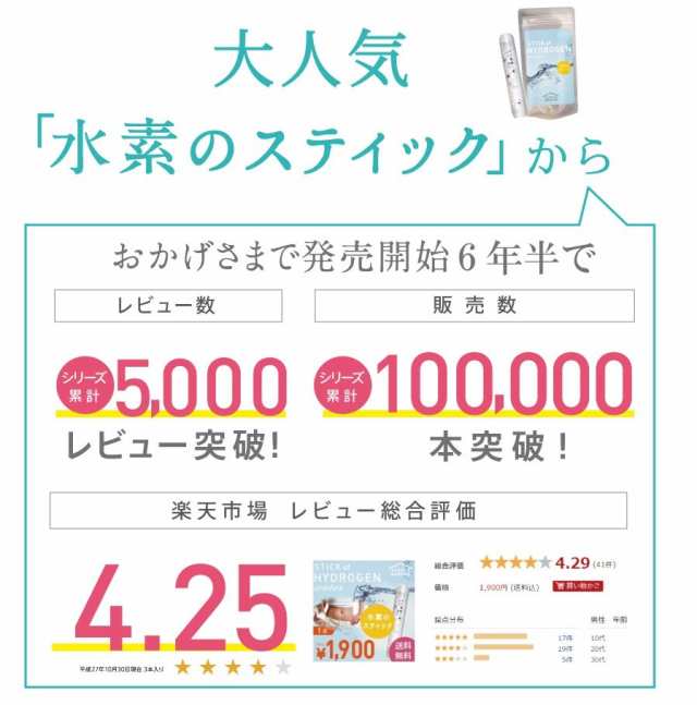 水素のスティック 亜鉛プラス1本入180L用 水素ボール20％増量と亜鉛を追加！1日2L 3ヵ月使用可能 総合1位獲得