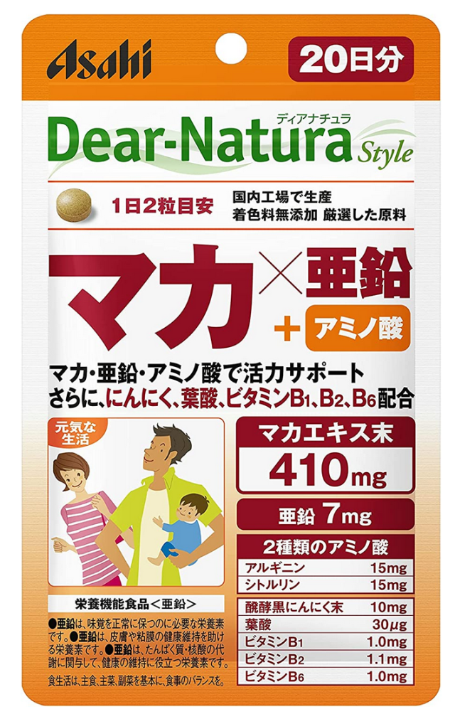 アサヒ ディアナチュラ スタイル マカ×亜鉛 40粒(20日分) 4個セット【送料無料/ネコポス発送】【栄養機能食品】