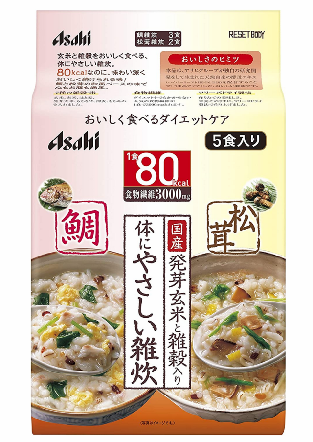 アサヒ　朝の目覚めショップ　au　PAY　マーケット　リセットボディ　5食入　PAY　体にやさしい鯛＆松茸雑炊　3個セット【送料無料】の通販はau　マーケット－通販サイト