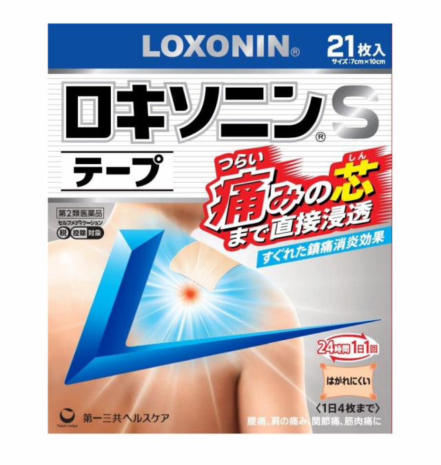 【第2類医薬品】第一三共 ロキソニンSテープ 21枚 4個セット【送料無料】外用鎮痛消炎薬【セルフメディケーション税制対象】