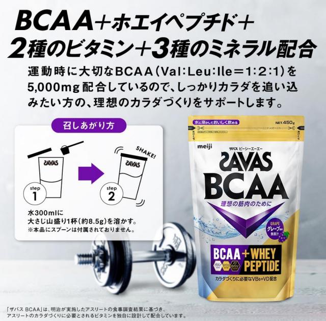 明治 ザバス(SAVAS) BCAAパウダー グレープ風味 450g 4個セット【送料無料】_2