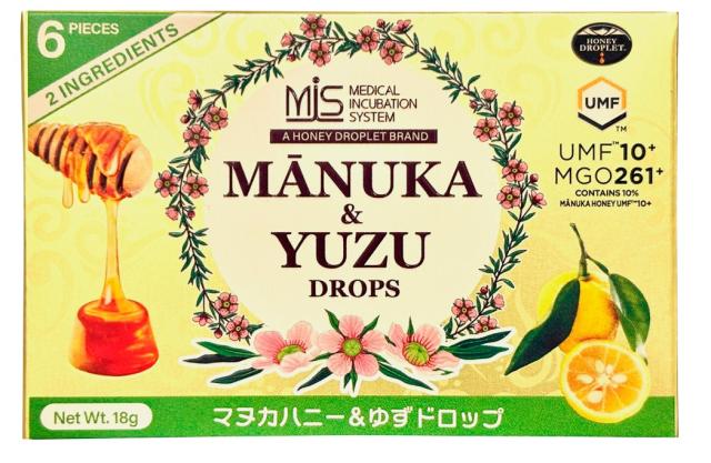 若翔 マヌカハニー＆ゆずドロップ 18g(6粒) 8個セット【送料無料/メール便】