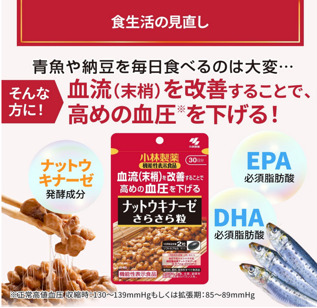 小林製薬 ナットウキナーゼ さらさら粒 60粒 8個セット【送料無料/ネコポス発送】【機能性表示食品】_1