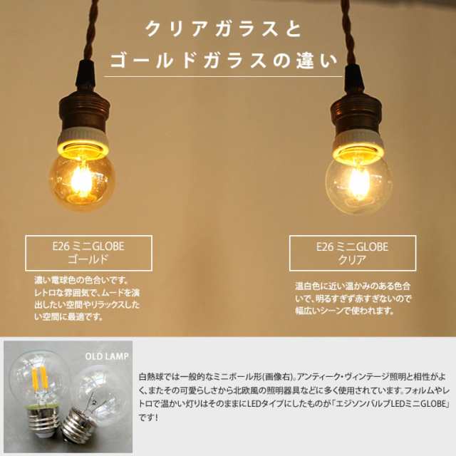 5個セット】【調光器対応】LED電球 E26 エジソンバルブLED ミニGLOBE