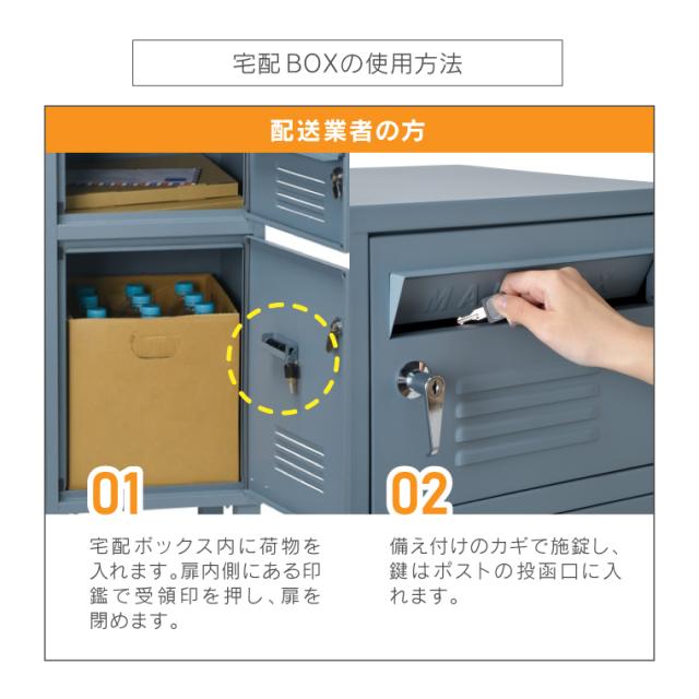 ポスト 宅配ボックス セトクラフト 宅配BOX付ポスト ロッカー 置き配ボックス 置き型 スタンド 郵便受け 一体型 一戸建て用 おしゃれ レトロ ヴィンテージ かっこいい かわいい 鍵付き 盗難防止 屋外 スリム シンプル 簡単_7