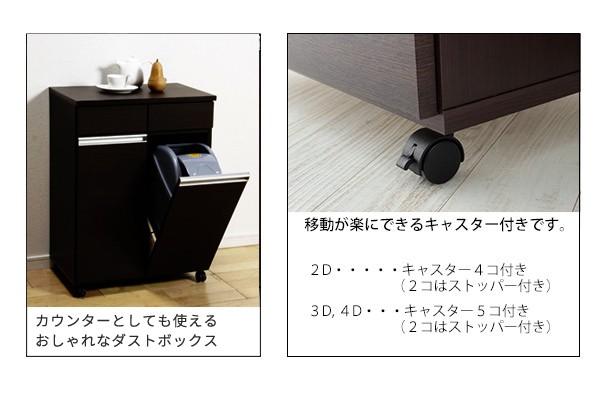 Mona2 2D モナート ダイニングダストボックス (ゴミ箱 キャスター付き ...