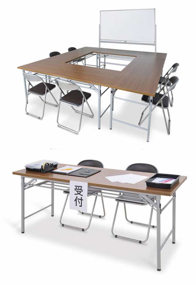 【法人限定】OFFICE FUNITURE オフィスファニチャー 折りたたみテーブル W150×D60cmサイズ　(机 会議用 ミーティング  折りたたみ フォ｜au PAY マーケット