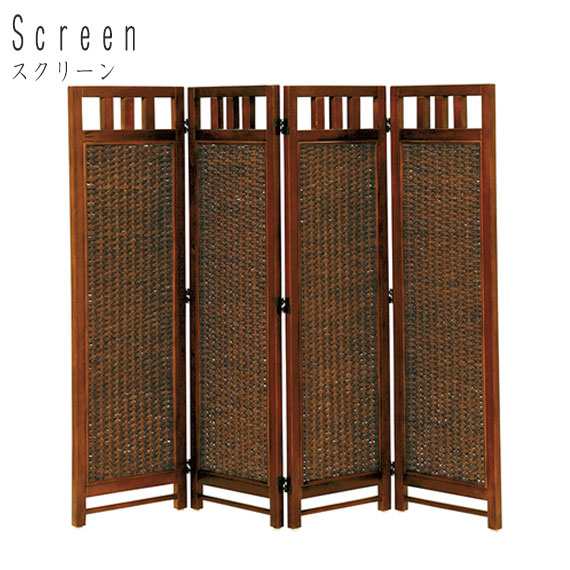 Rattan Furniture アジアンロースクリーン 4連 (スクリーン