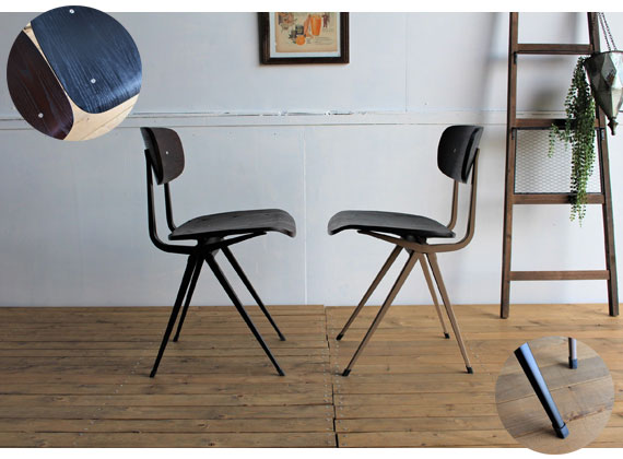 Gaea ガイア ダイニングチェア　(イス 椅子 腰掛け デスク レトロ ブラウン ブラック ナチュラル スチール脚 木製 カントリー 店舗)の通販は