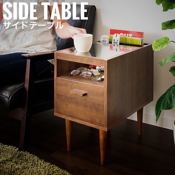 Wales ウェール サイドテーブル 机 小ぶり 省スペース 引出付き ナイトテーブル 木製 ブラウン おすすめ おしゃれ の通販はau Pay マーケット Natural Life