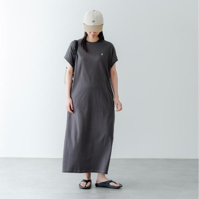 【春夏】 ジムフレックス Gymphlex クルーネックスリーブレス ドレス ワンピース #GY-C0325FLK レディース フレンチスリーブシャツワンピース マキシ丈 SS ts1031