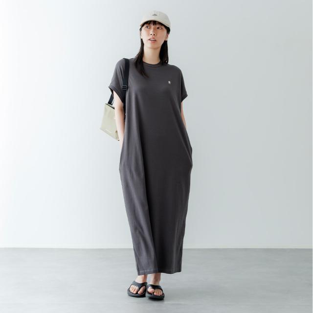 【春夏】 ジムフレックス Gymphlex クルーネックスリーブレス ドレス ワンピース #GY-C0325FLK レディース フレンチスリーブシャツワンピース マキシ丈 SS ts1031