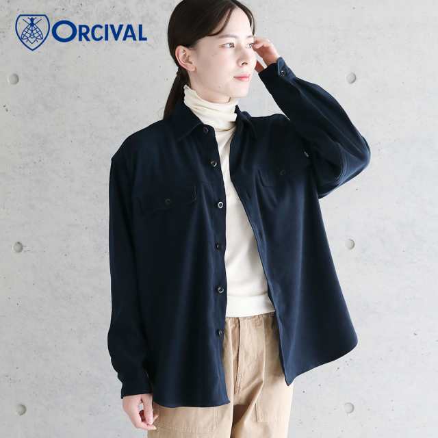 【SALE 38％OFF】オーシバル / オーチバル ORCIVAL サテンムース長袖シャツ #OR-B0092 フラップポケット カジュアル ネイビー 2022AW 072