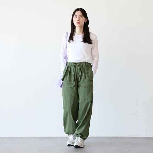 【秋冬】TICCA ティッカ カーゴパンツ TBEA-161 日本製 ボトム コットン 綿 カジュアル カーゴ ズボン ゴム イージーパンツ 上品 大人 おしゃれ AW_2