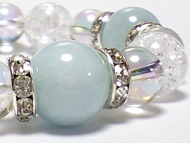 シャーベットカラー大粒との組み合わせアクアマリン アクアオーラ クラック水晶 天然石 ブレスレット パワーブレス 数珠 パの通販はau Pay マーケット 激安のルミエール Au Pay マーケット店