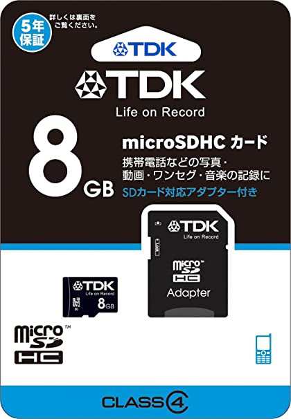 8GB TDK microSDHCメモリーカード 8GB Class4 SDアダプター付き Newニンテンドー3DS動作確認済み  T-MCSDHC8GB4