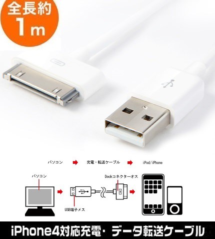 Iphone4s充電ケーブル Iphone4sデータ転送ケーブル Iphone 充電器 Iphone4 4s Ipod Ipad Ipad2 Usb ケーブル 家庭用充電器の通販はau Pay マーケット 翼通商株式会社