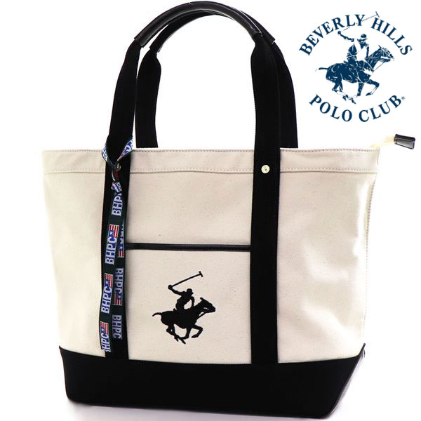 クリスマスセール ビバリーヒルズポロクラブ トートバッグ レディース メンズ 正規品 BEVERLY HILLS POLO CLUB アイボリー BH1008N