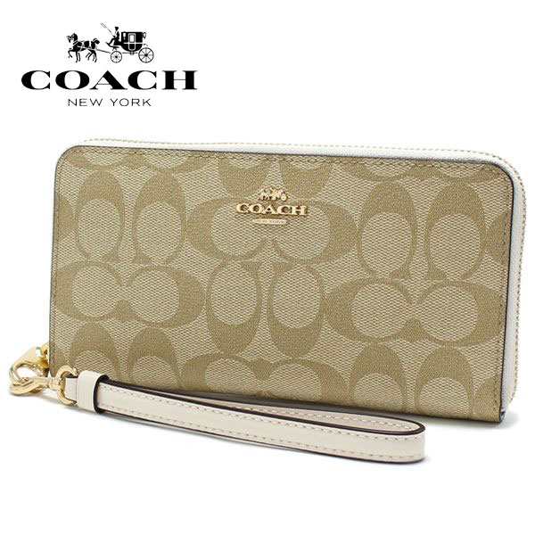 スプリングセール コーチ 長財布 レディース ストラップ付き COACH Wallet ロング ジップ アラウンド ウォレット シグネチャー ライトカの通販は