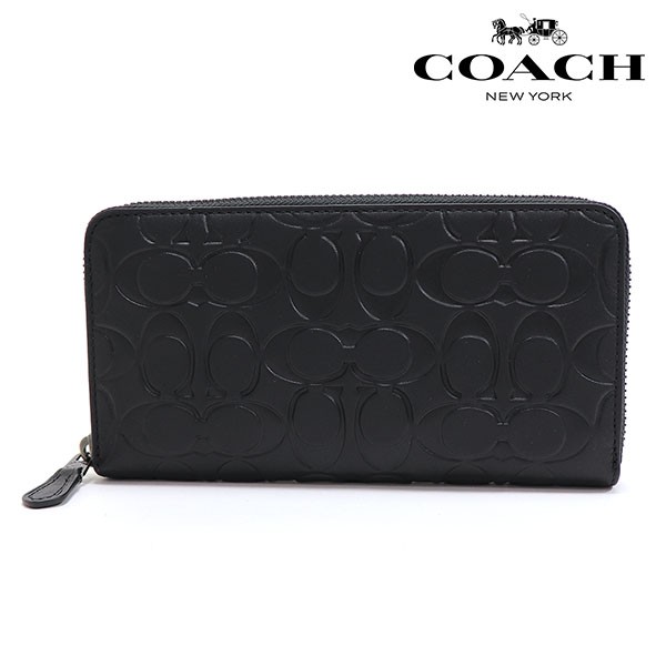 オータムセール コーチ 長財布 メンズ COACH Wallet ラウンドファスナー シグネチャー ブラック CE551 QB/BK ギフトラッピング無料