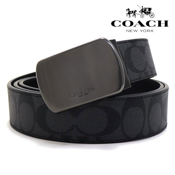 クリスマスセール コーチ ベルト メンズ COACH Belt リバーシブル仕様 ブラック CQ012 QBO3I  ギフトラッピング無料