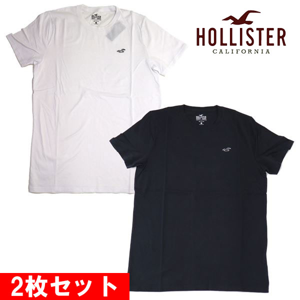 ホリスター Tシャツ 2枚セット メンズ Hollister ワンポイント クルーネック ホワイト ブラック HOLLIS CNP2の通販は