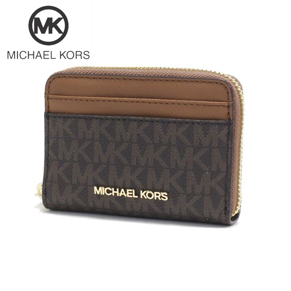 クリスマスセール ギフトラッピング無料 マイケルコース ケース レディース カードケース 財布 Michael Kors coin purse シグネチャー ジェット セット トラベル レザー  ブラウン 35H9GTVZ2B BROWN 送料無料