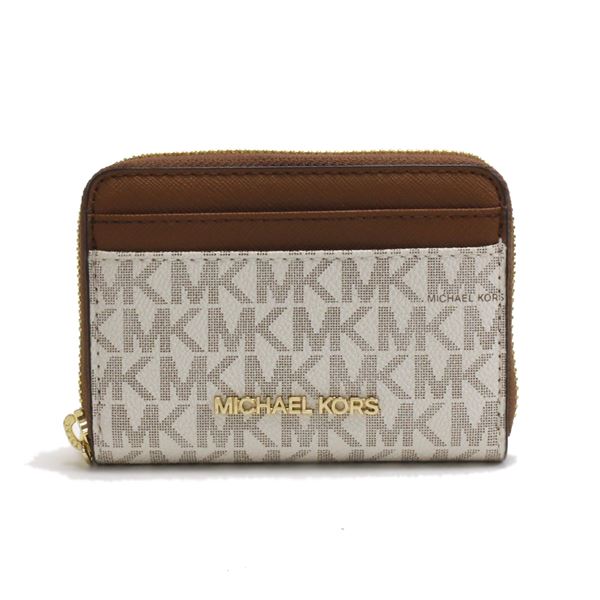 BIGお買い物ラリー ギフトラッピング無料 マイケルコース コインケース レディース カードケース 財布 Michael Kors coin purse シグネチャー ジェット セット トラベル レザー バニラ 35H9GTVZ2B VANILLA 送料無料_1