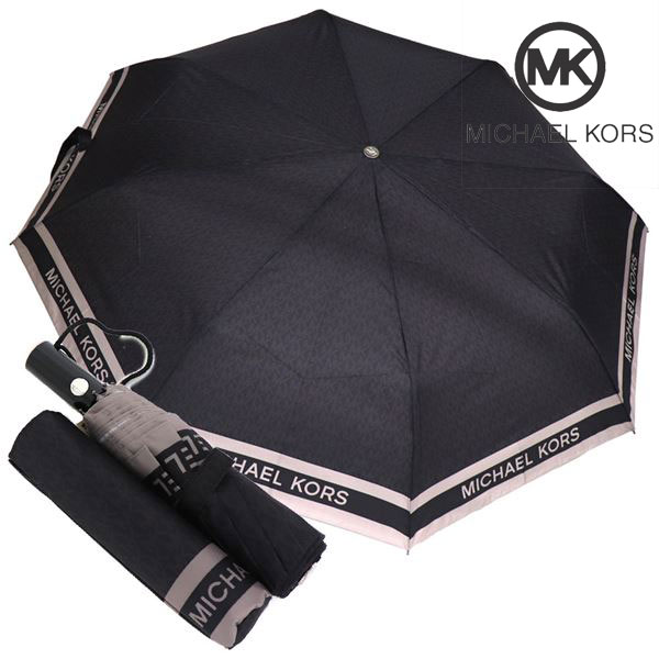 クリスマスセール マイケルコース 折りたたみ傘 レディース 自動開閉 MICHAEL KORS Umbrella 折り畳み傘 35F3STFN4B BLACK  ギフトラッピング無料
