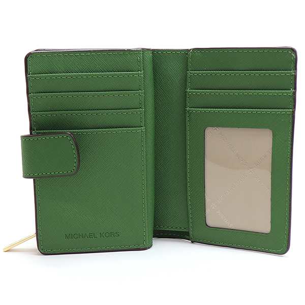 新品☆MICHAEL KORS 折り財布 グリーン レザー 折り財布
