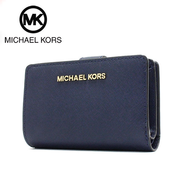 クリスマスセール ギフトラッピング無料 マイケルコース 二つ折り財布 レディース MICHAEL KORS Wallet 35F7GTVF2L NAVY