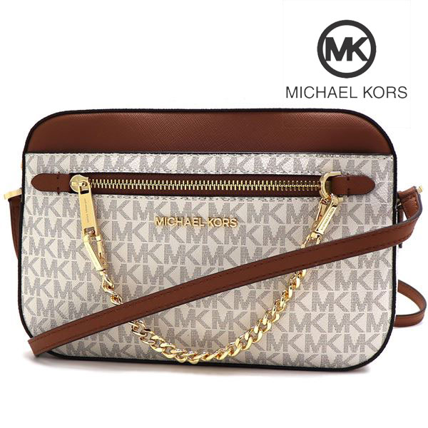 マイケルコース ショルダーバッグ レディース MICHAEL KORS ラージ EW ジップ チェーン クロスボディー ジェット セット アイテム シグネチャー  バニラ 35S1GTTC9B VANILLA 送料無料