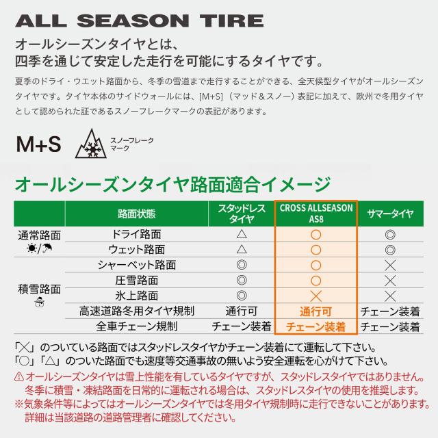 2本セット 2026年製 オールシーズンタイヤ 225/50R17 98Y XL MAZZINI マジニー Cross AllSeason AS8 新品 優れたコスパ 低燃費 M+S 225 50 17 17インチ 送料無料_5