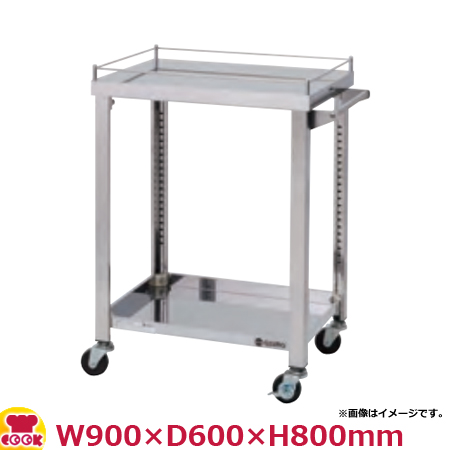 東製作所 4方コボレ止め 3段 ステンレス製ワゴン 900×600×800